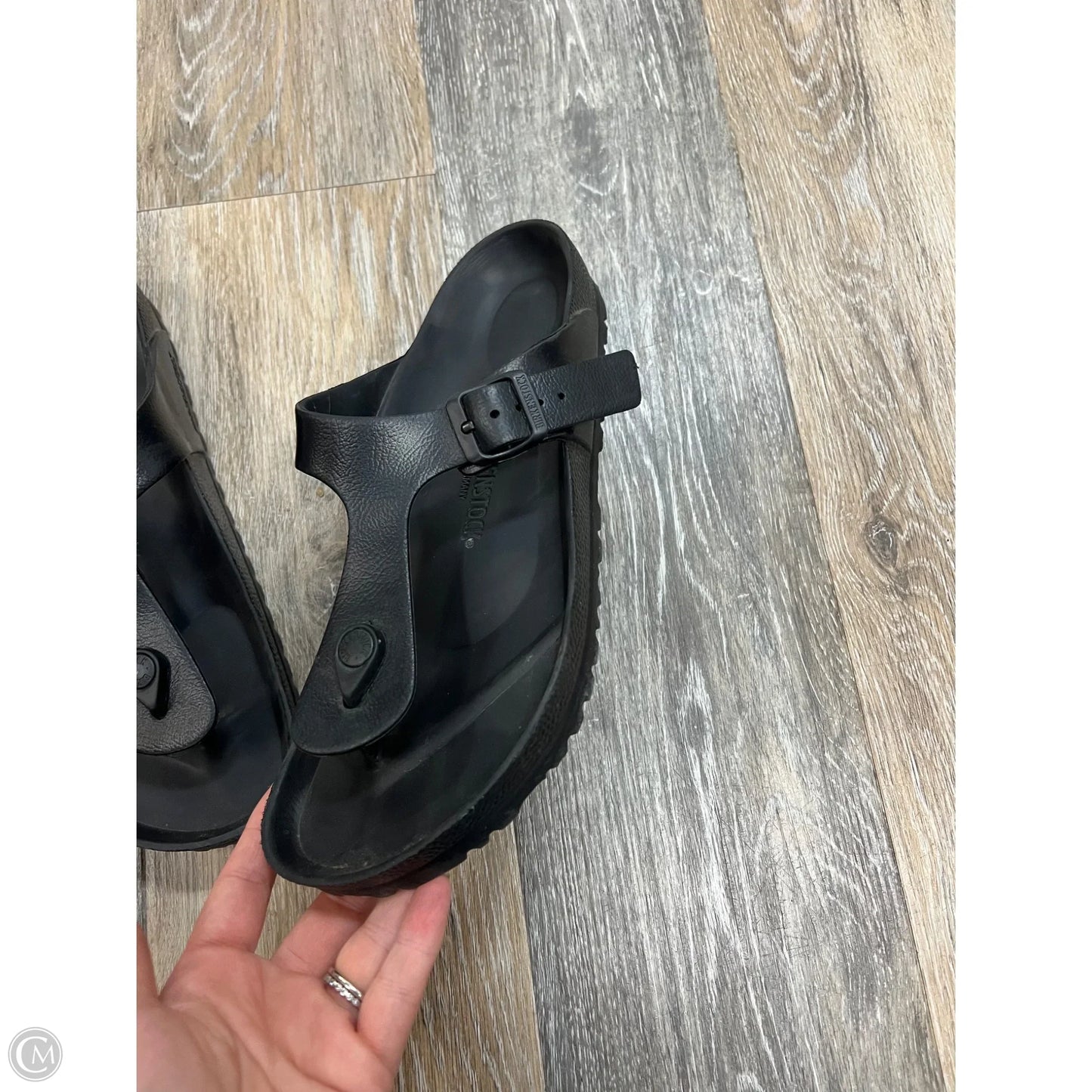 Sandals Flats By Birkenstock In Black, Size: 10