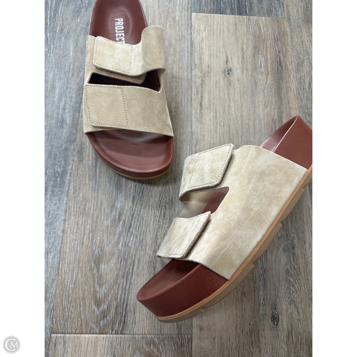 Sandals Heels Platform By Project Cloud In Taupe, Size: 10