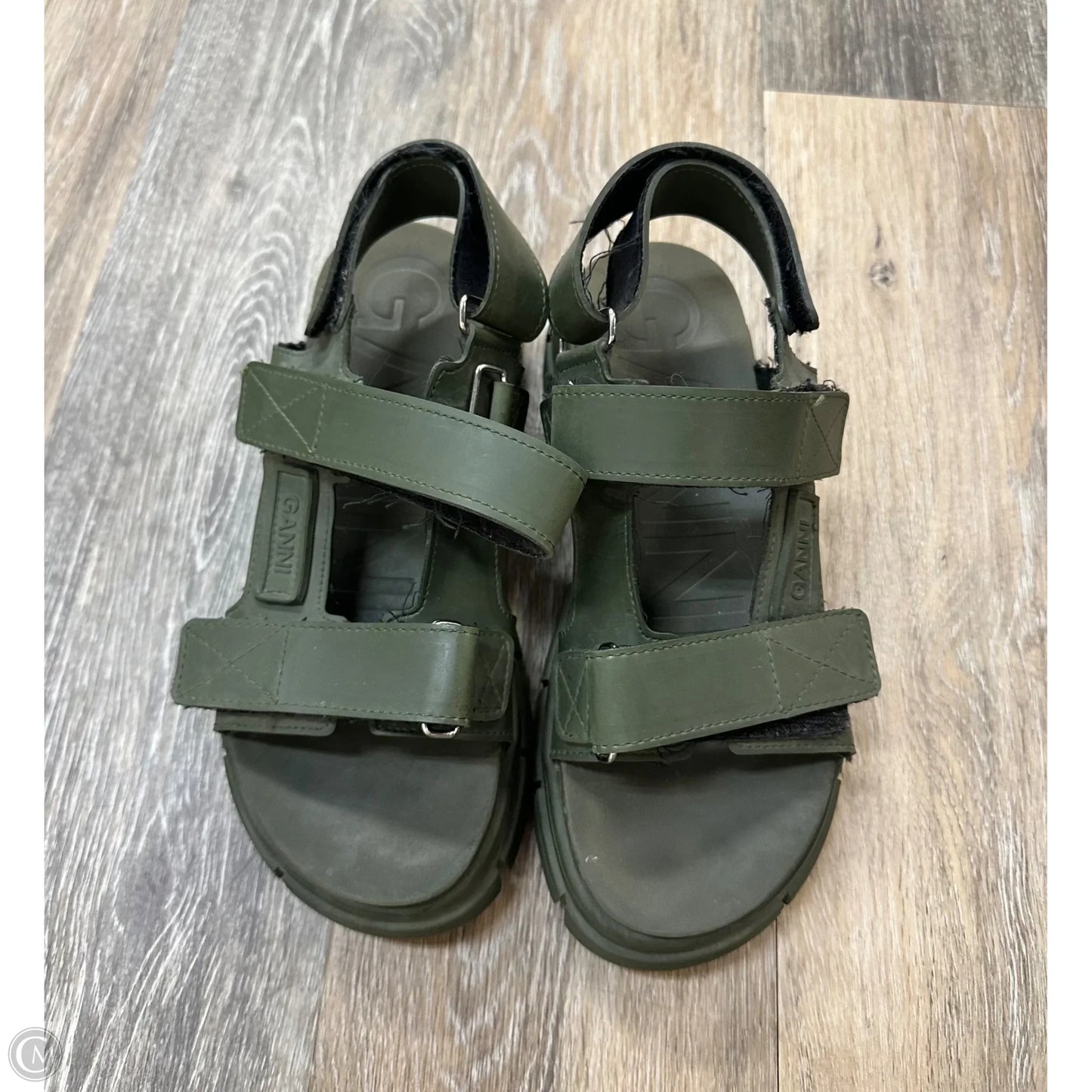 Sandals Heels Block By Ganni In Green, Size: 7.5