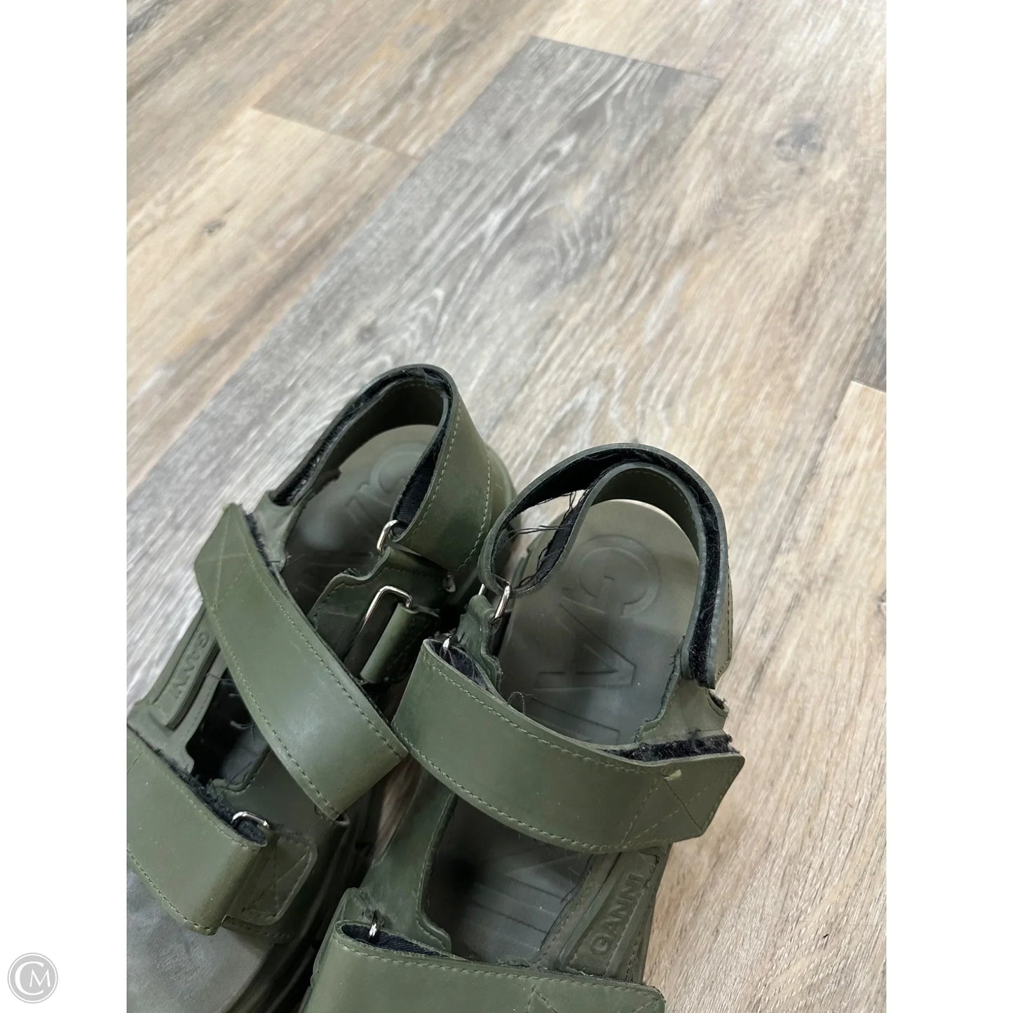 Sandals Heels Block By Ganni In Green, Size: 7.5