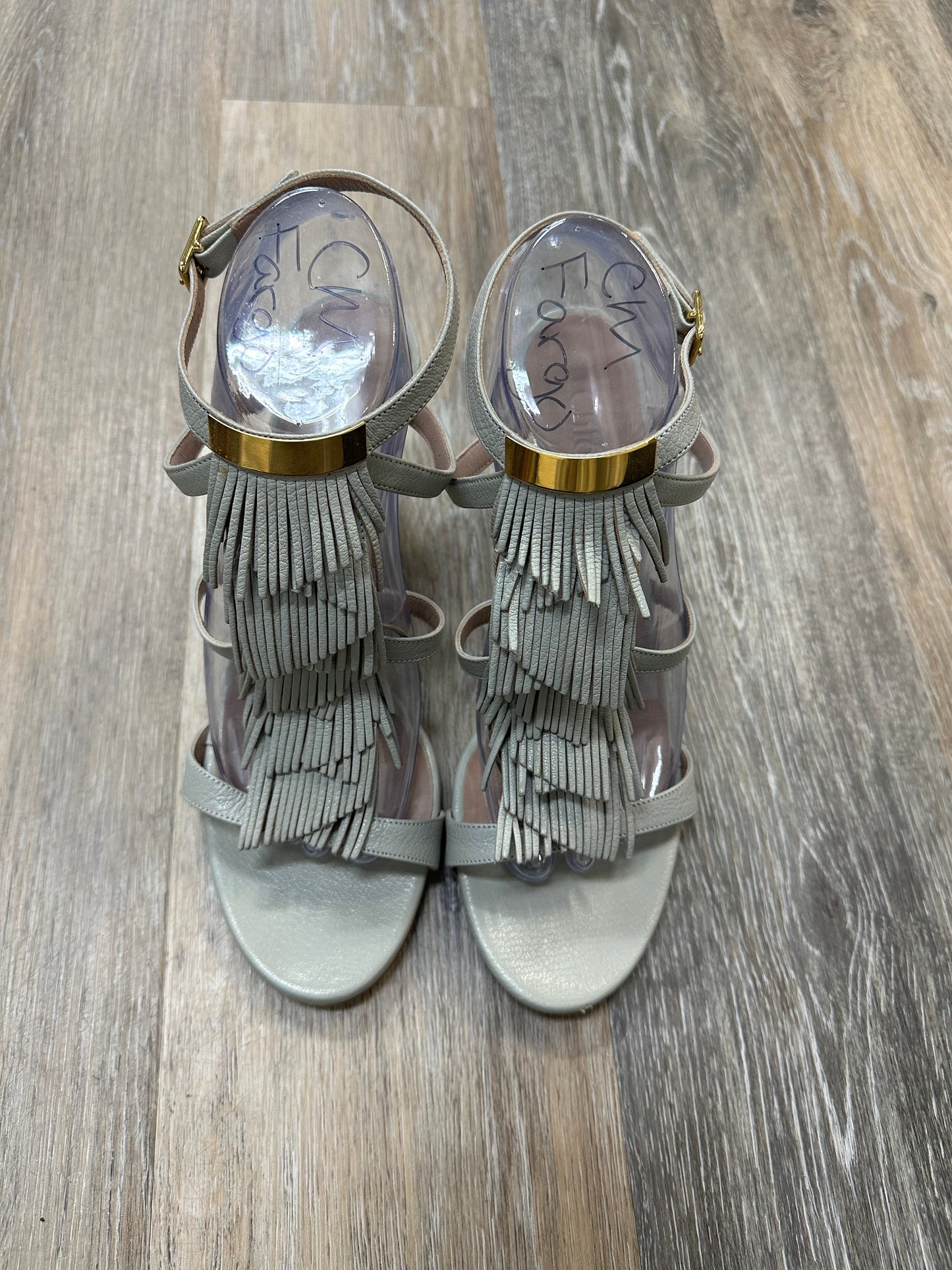 Sandals Luxury Designer By Chloe In Green, Size: 10(fit like 8.5-9)