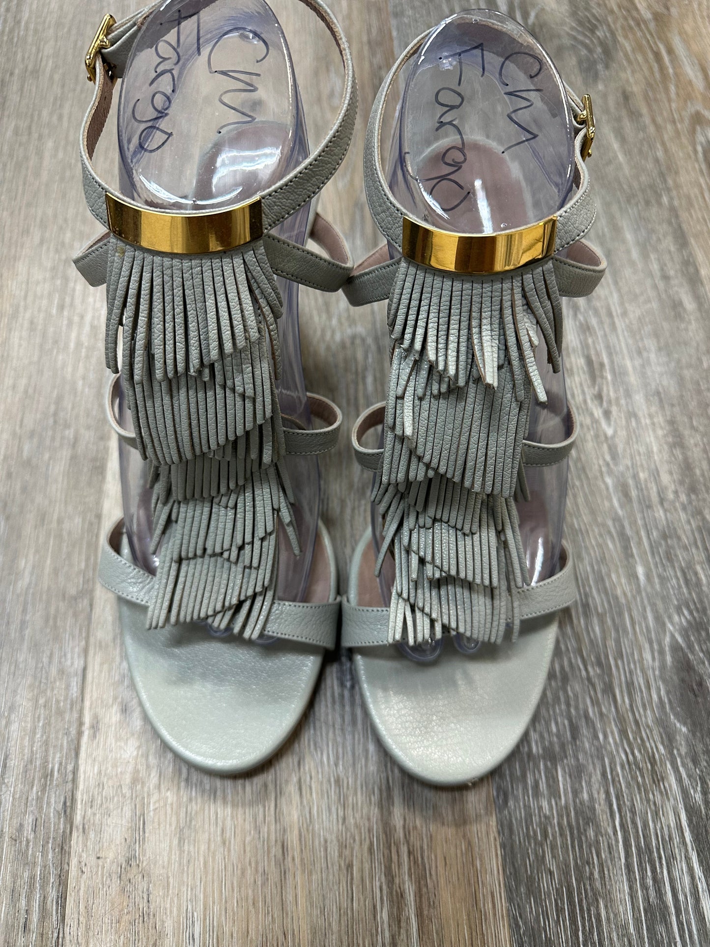 Sandals Luxury Designer By Chloe In Green, Size: 10(fit like 8.5-9)