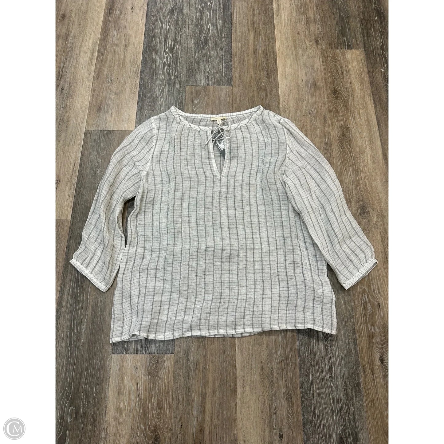Blouse Long Sleeve By Eileen Fisher In Striped Pattern, Size: M