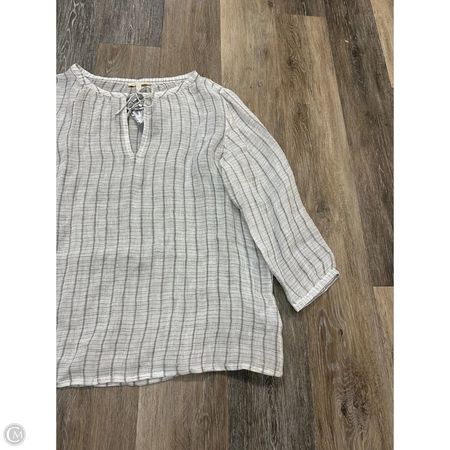 Blouse Long Sleeve By Eileen Fisher In Striped Pattern, Size: M