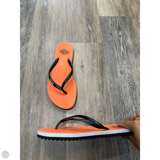 Sandals Flip Flops By Harley Davidson In Black & Orange, Size: 8