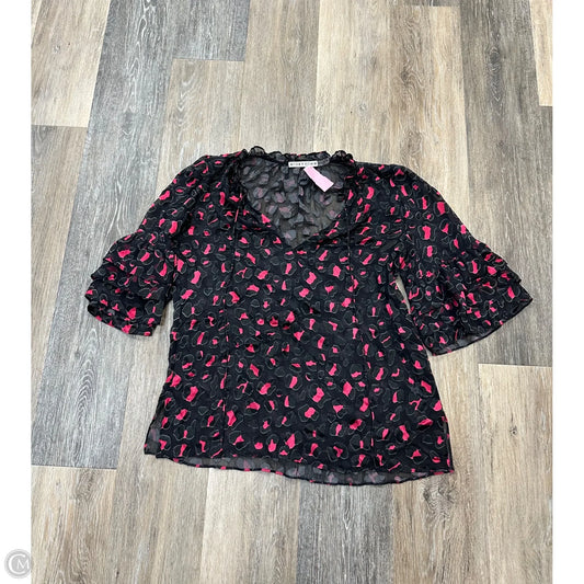 Blouse Designer By Alice + Olivia In Black & Pink, Size: Xs