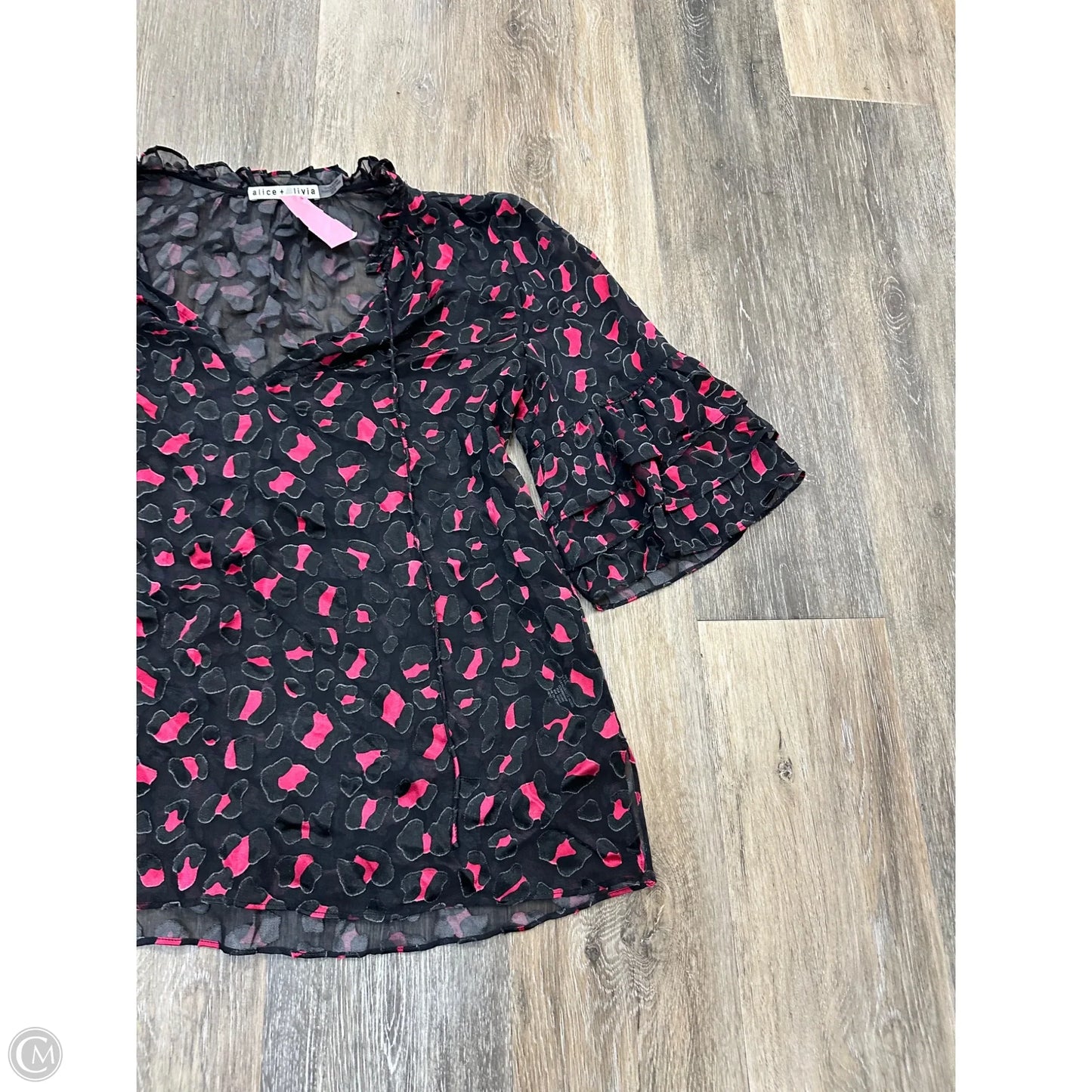 Blouse Designer By Alice + Olivia In Black & Pink, Size: Xs