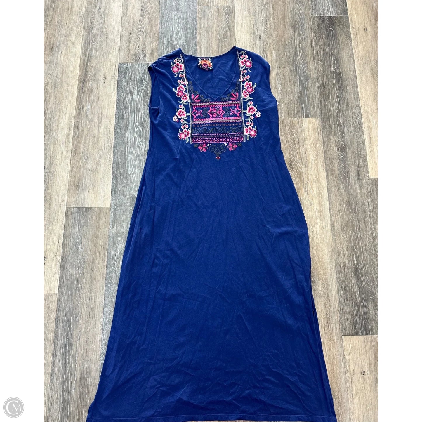 Dress Designer By Johnny Was In Blue, Size: M