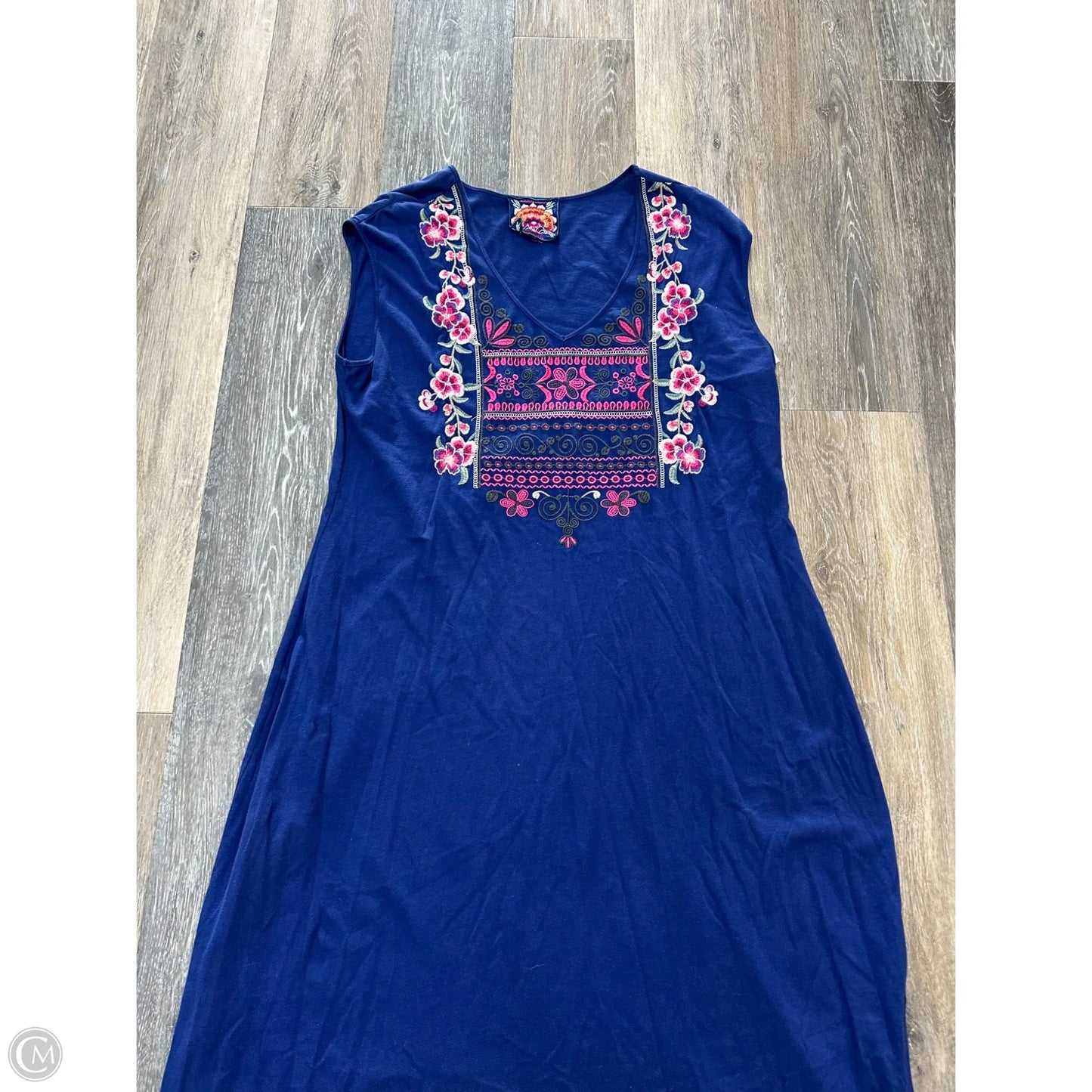 Dress Designer By Johnny Was In Blue, Size: M