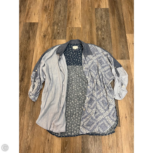 -Blouse Long Sleeve By American Eagle In Blue, Size: L