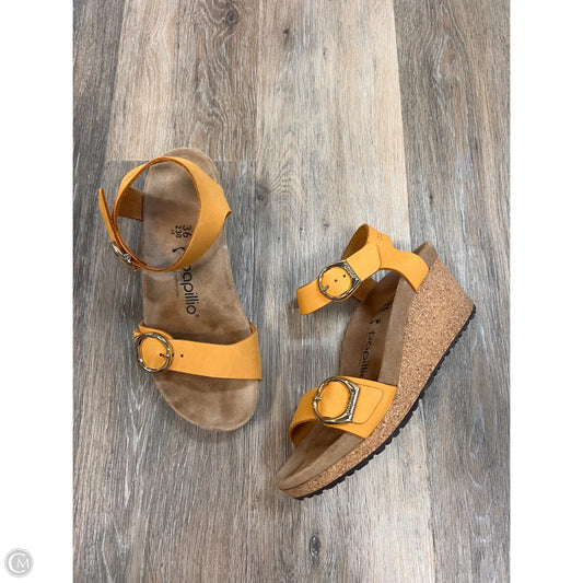 Sandals Heels Wedge By Birkenstock In Yellow, Size: 5