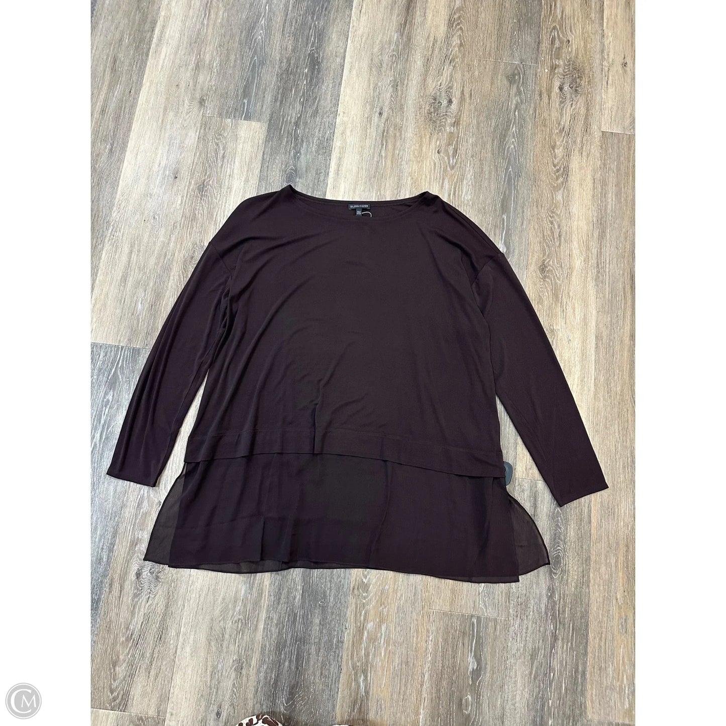 Blouse Long Sleeve By Eileen Fisher In Brown, Size: Xl
