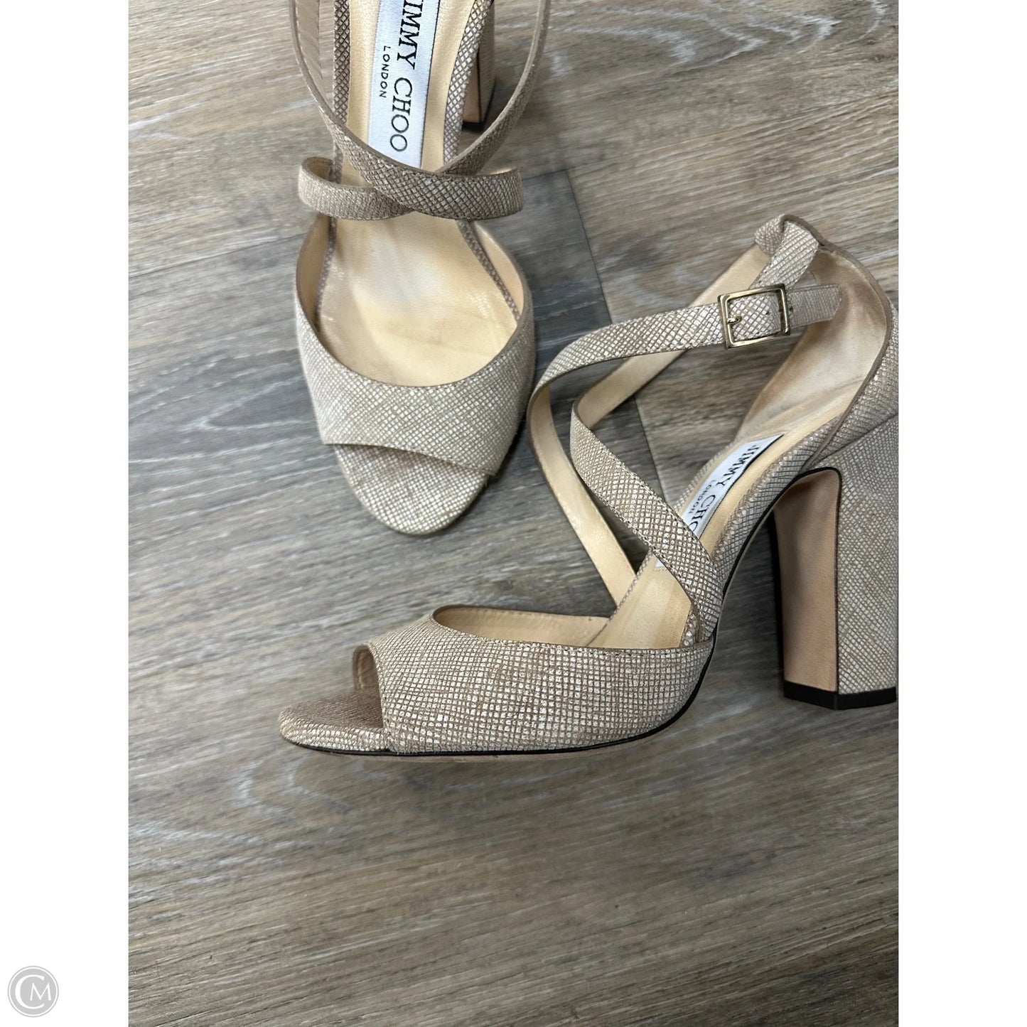 Sandals Luxury Designer By Jimmy Choo In Beige, Size: 7