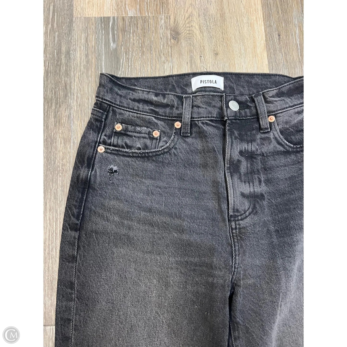 -Jeans Straight By Pistola In Black Denim, Size: 1/25