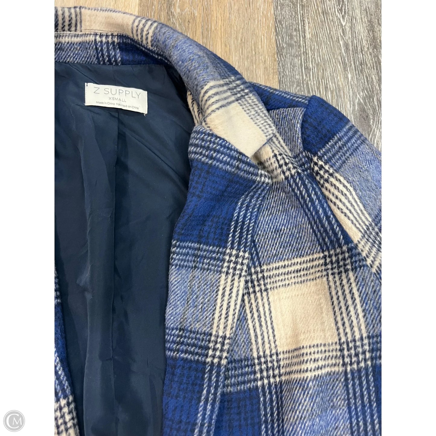 -Coat Peacoat By Z Supply In Blue & Cream, Size: Xs