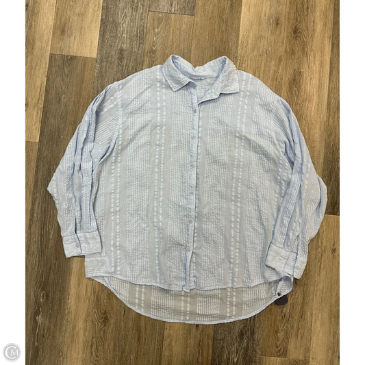 Blouse Long Sleeve By Aerie In Blue, Size: M