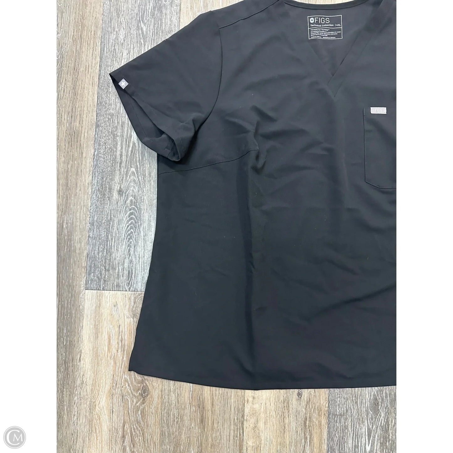 Athletic Top Short Sleeve By Figs In Black, Size: 4x