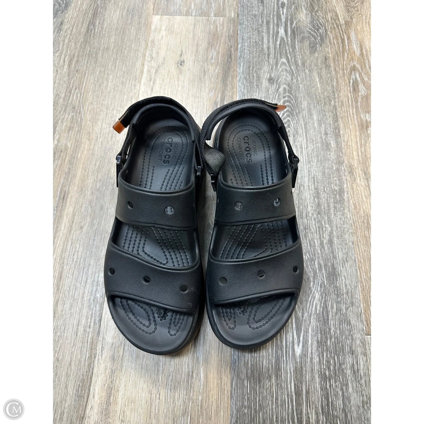 Sandals Heels Platform By Crocs In Black, Size: 11