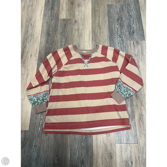 Top Long Sleeve By Bke In Striped Pattern, Size: L