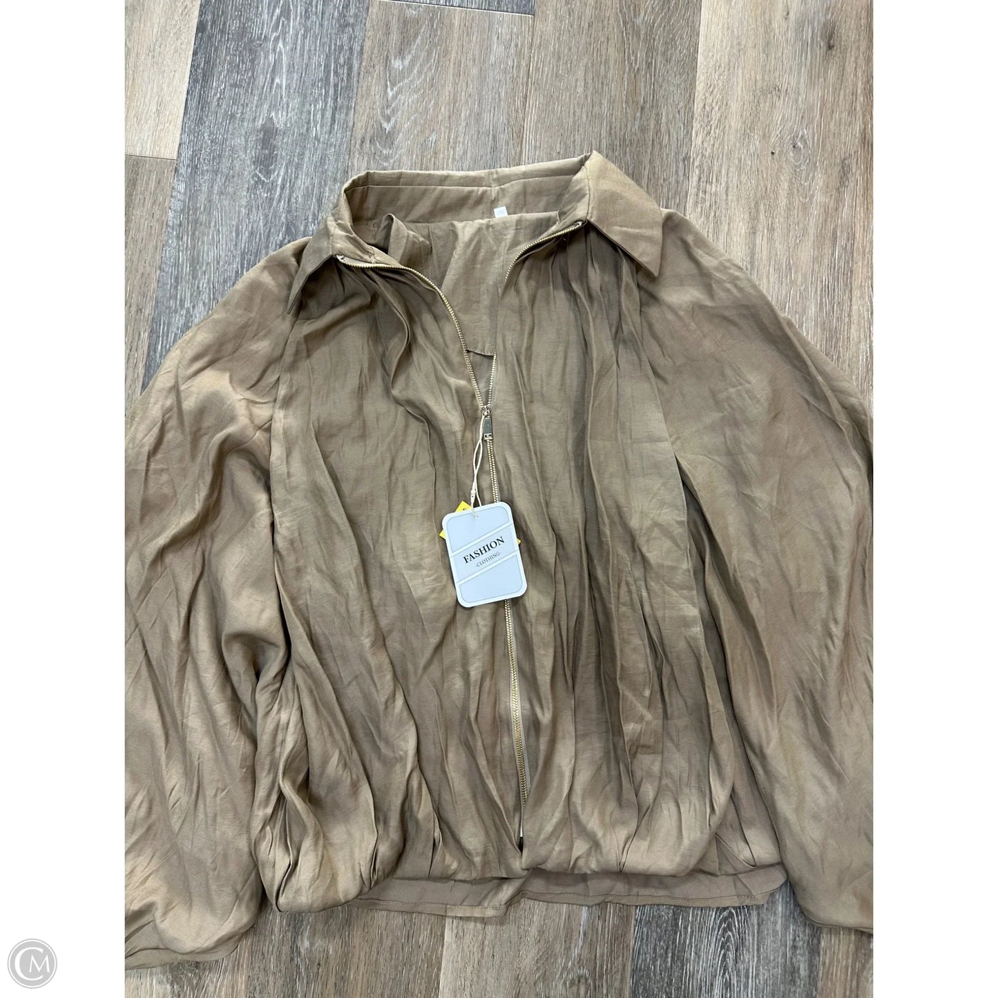 Jacket Shirt By Clothes Mentor In Tan, Size: S