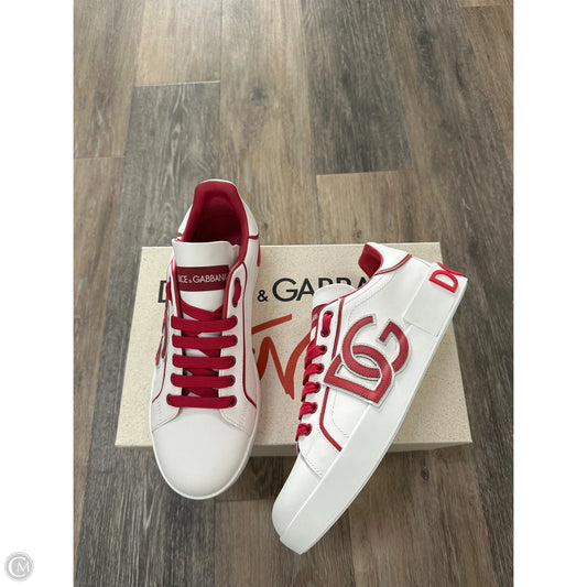 Shoes Luxury Designer By Dolce And Gabbana In Pink & White, Size: 10.5