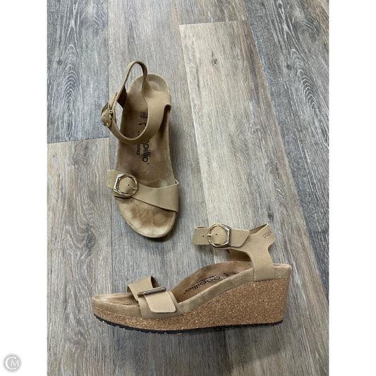 Sandals Heels Wedge By Birkenstock In Tan, Size: 9