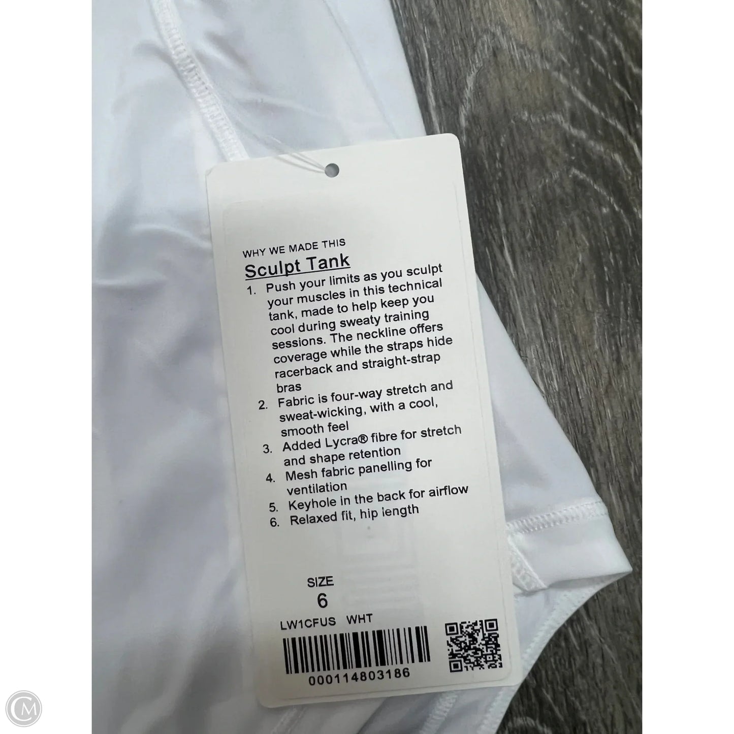 Athletic Tank Top By Lululemon In White, Size: 6