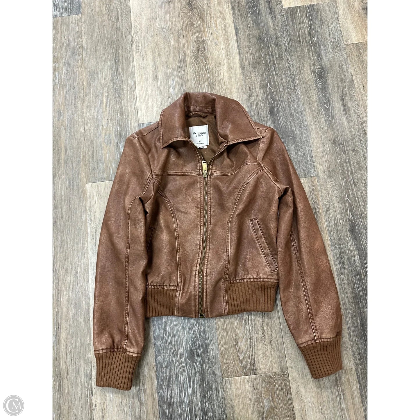 Jacket Moto By Abercrombie And Fitch In Brown, Size: Xs