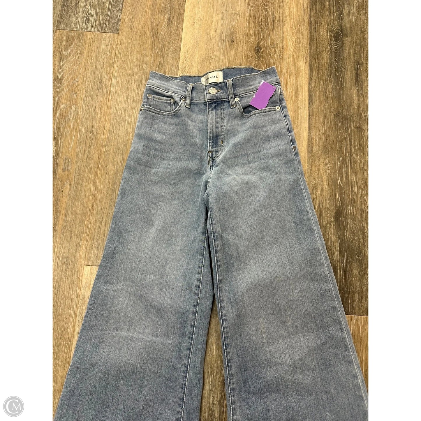 Jeans Wide Leg By Frame In Blue Denim, Size: 0