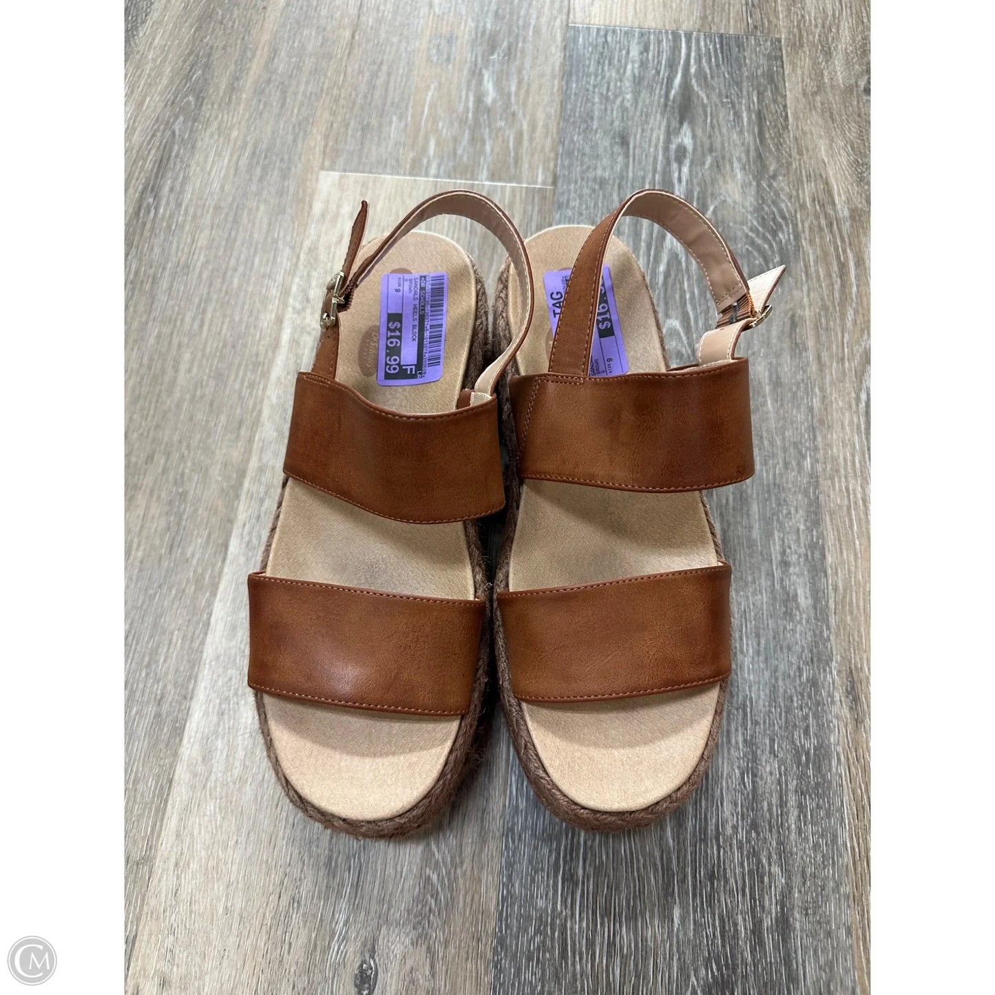 Sandals Heels Block By Dr Scholls In Brown, Size: 9
