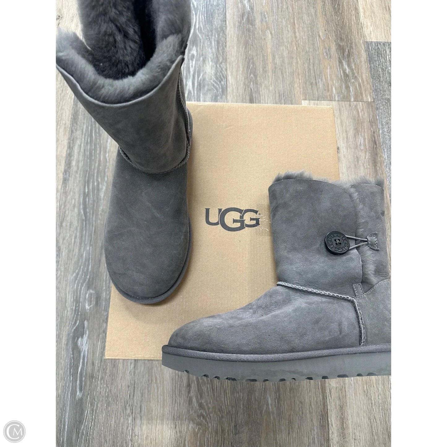 Boots Designer By Ugg In Grey, Size: 9