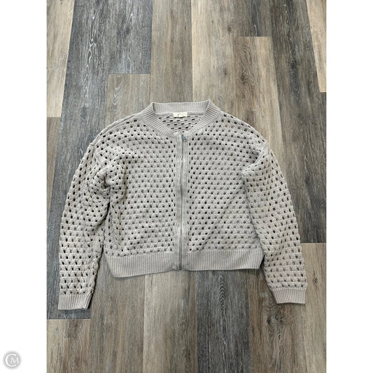 Sweater Cardigan By Elan In Taupe, Size: L