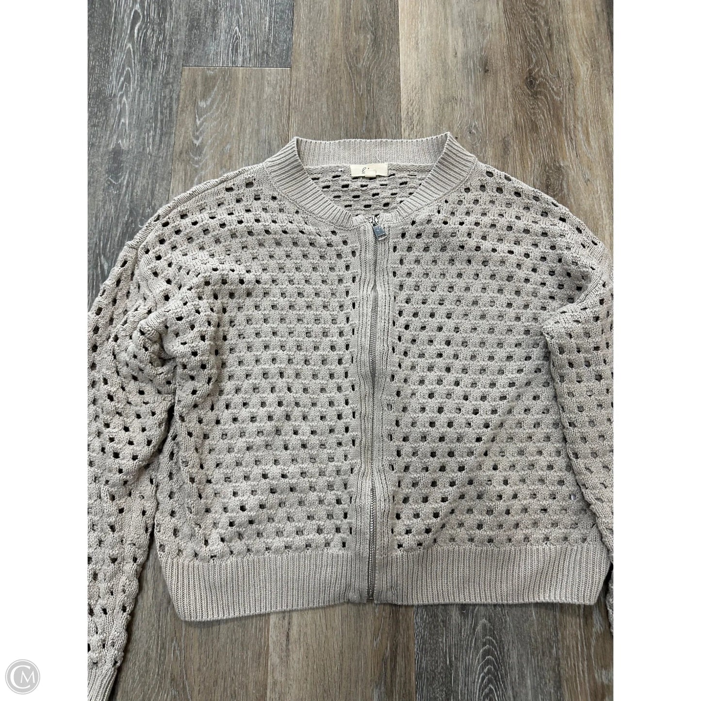Sweater Cardigan By Elan In Taupe, Size: L