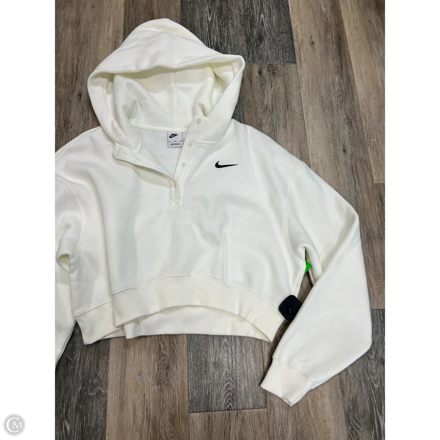 Athletic Sweatshirt Hoodie By Nike Apparel In Cream, Size: M