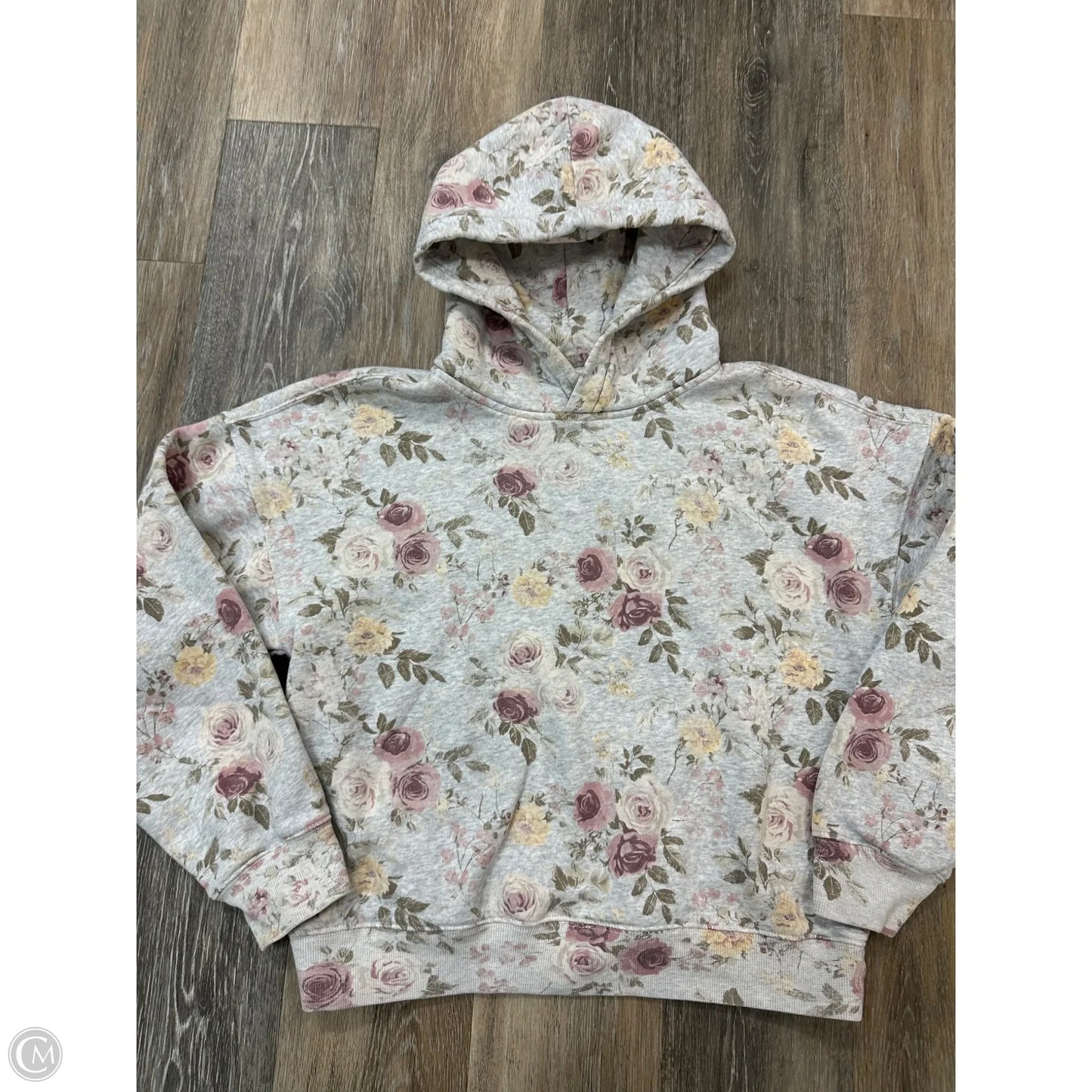 Sweatshirt Hoodie By Abercrombie And Fitch In Floral Print, Size: S
