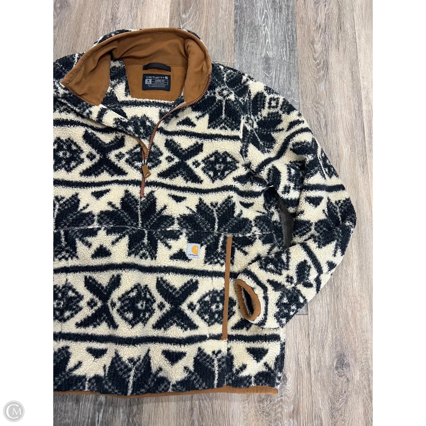 -Jacket Faux Fur & Sherpa By Carhartt In Black & Cream, Size: M