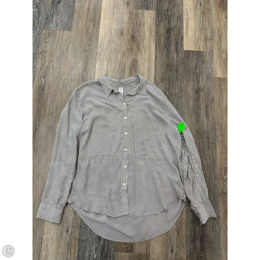 Blouse Long Sleeve By Spanx In Striped Pattern, Size: Xl