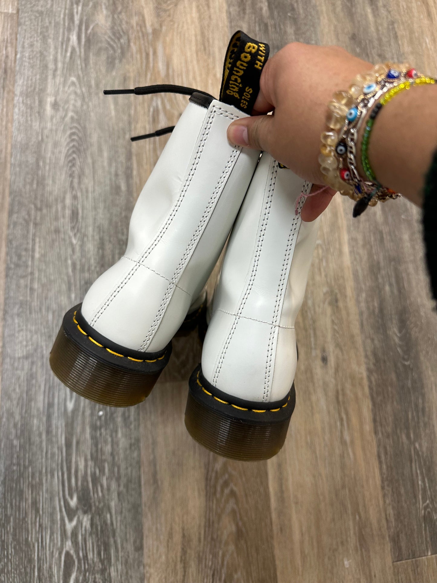 Boots Combat By Dr Martens In White, Size: 9