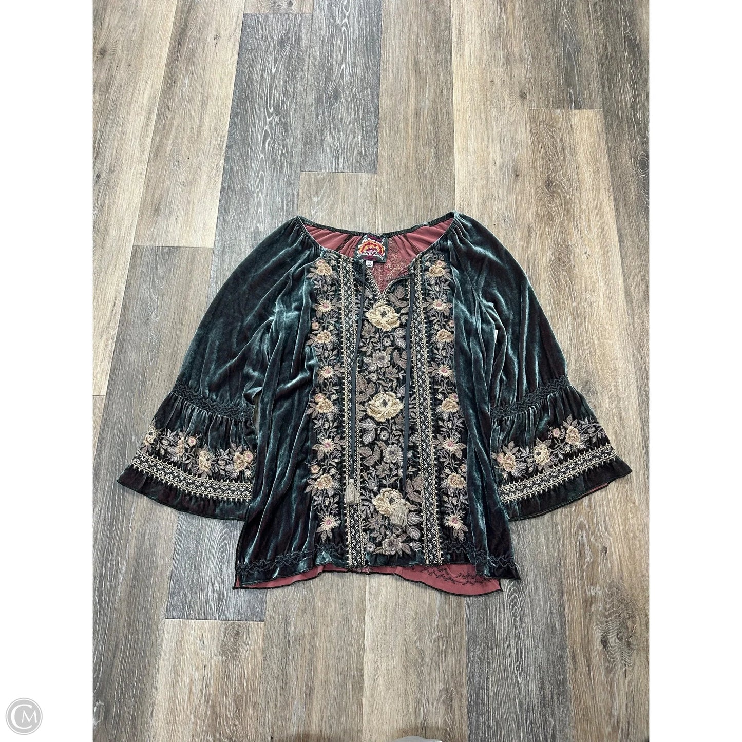 Blouse Long Sleeve By Johnny Was In Green, Size: Xs