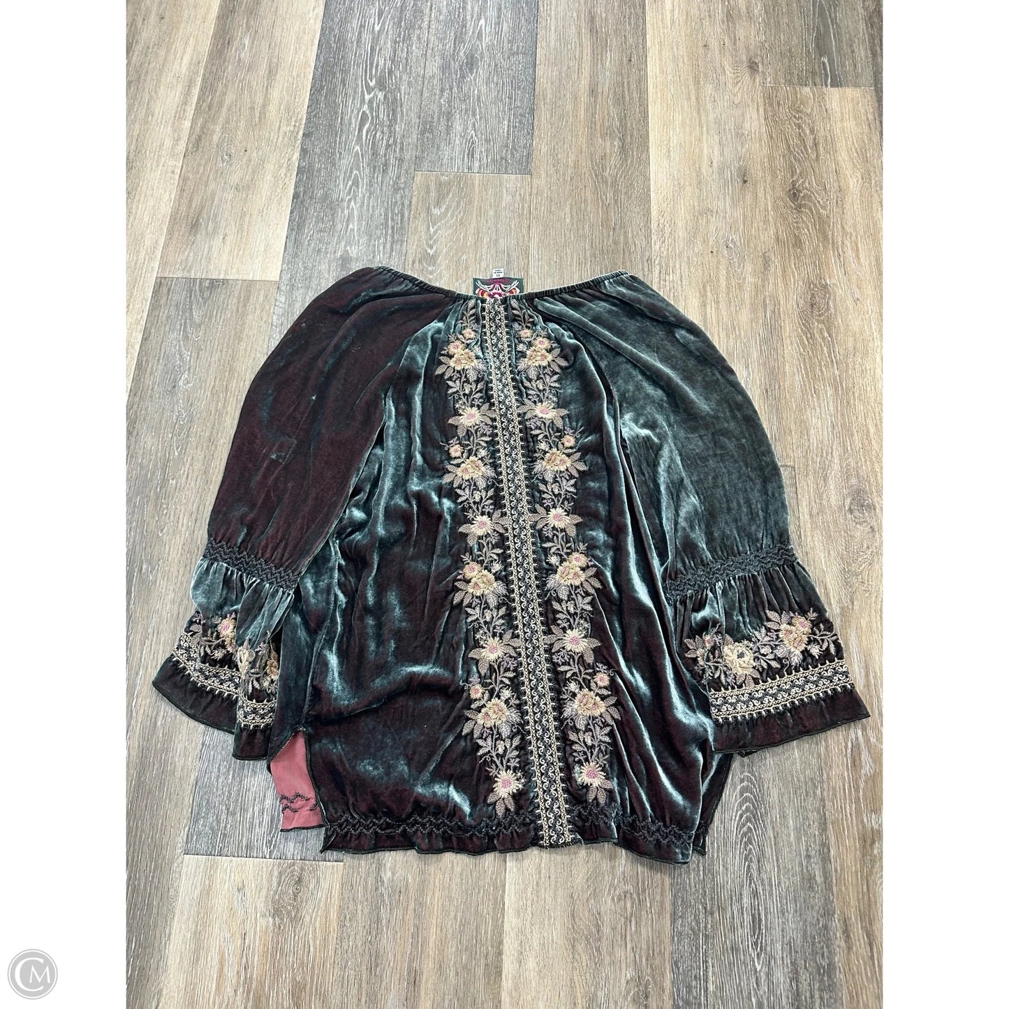 Blouse Long Sleeve By Johnny Was In Green, Size: Xs