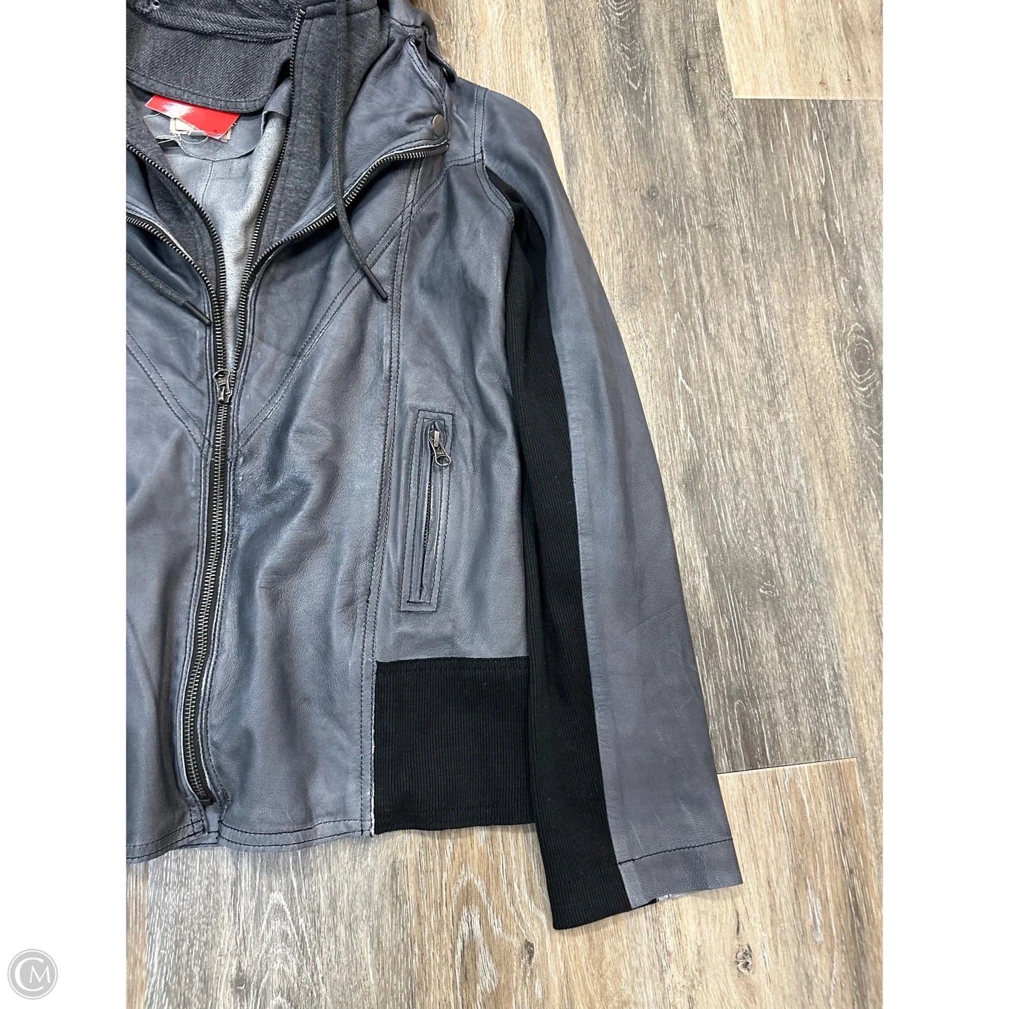 -Jacket Moto Leather By JKT NYC In Grey, Size: S