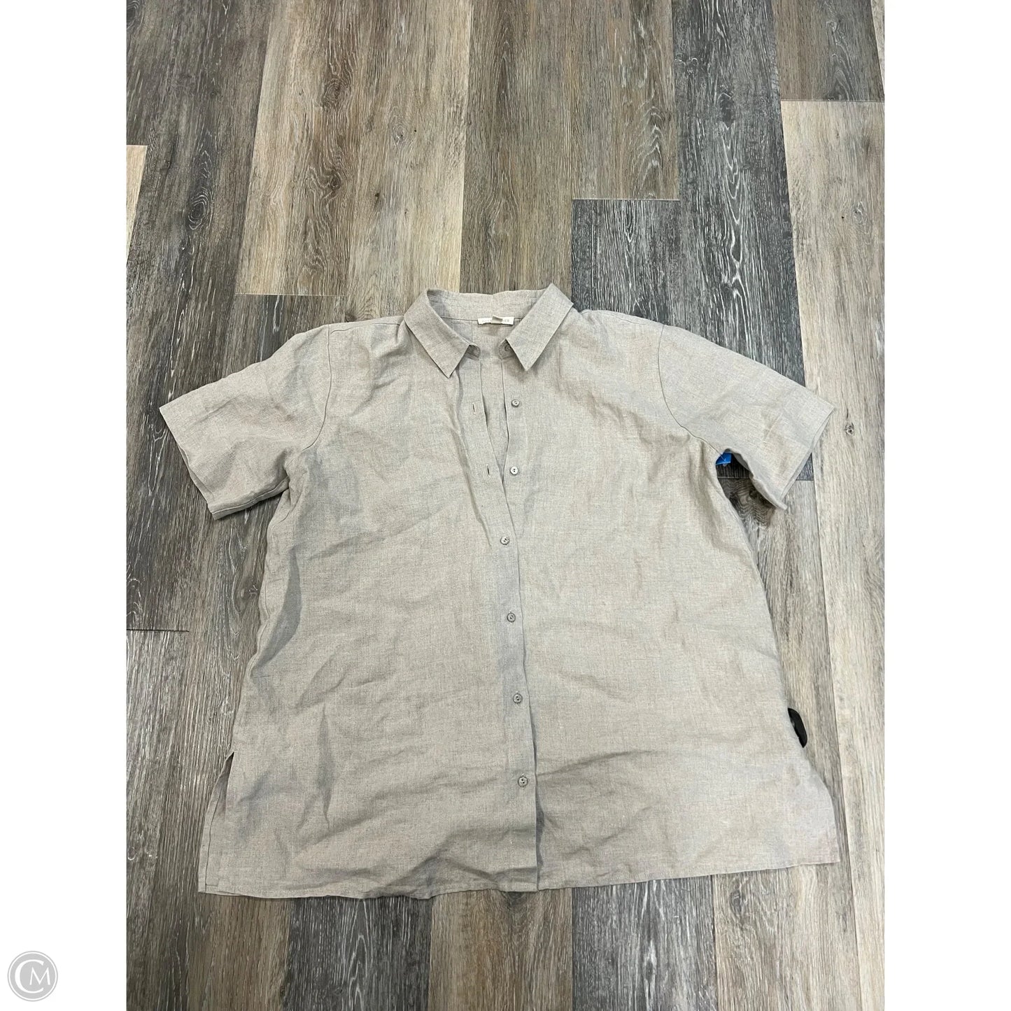Blouse Short Sleeve By Eileen Fisher In Tan, Size: M