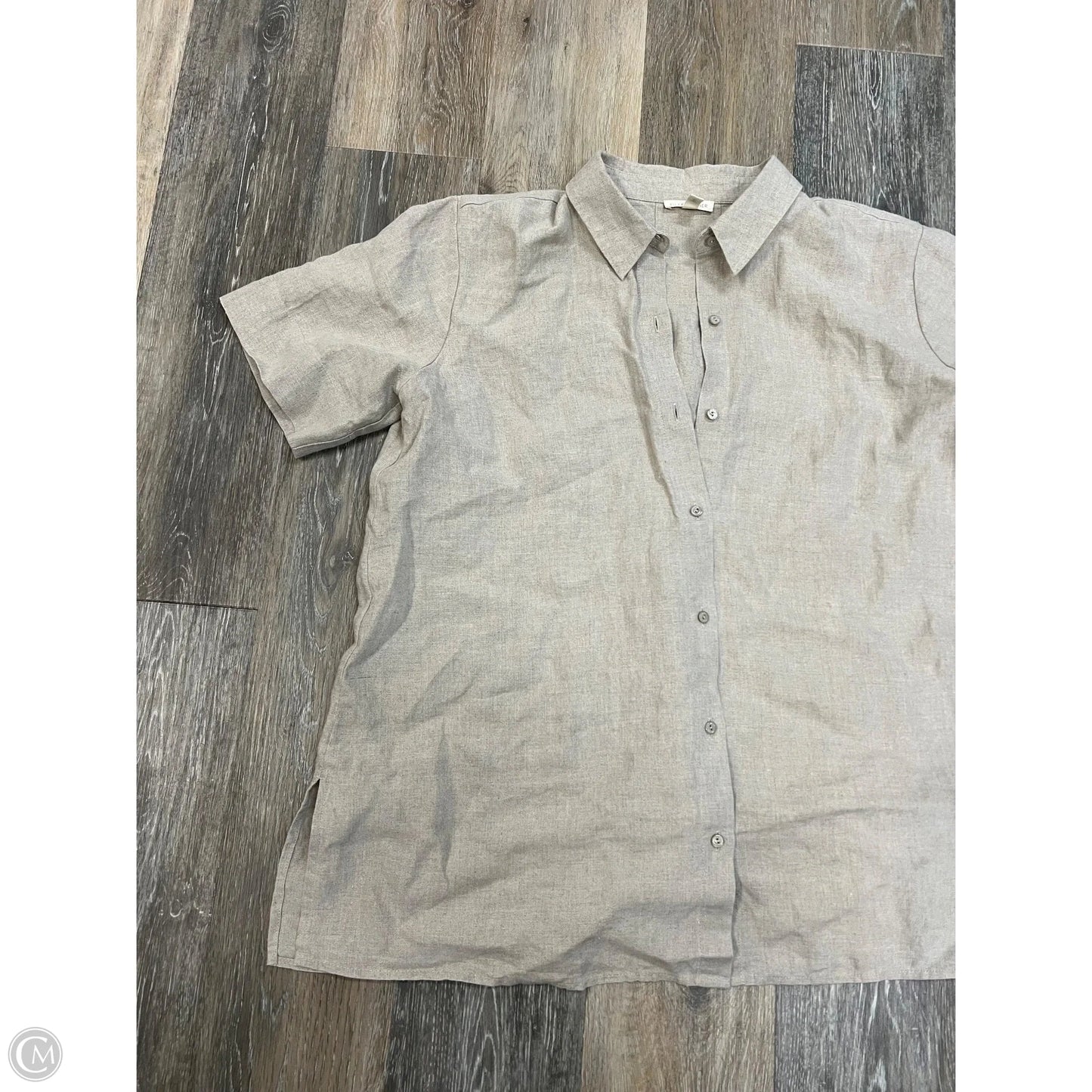 Blouse Short Sleeve By Eileen Fisher In Tan, Size: M