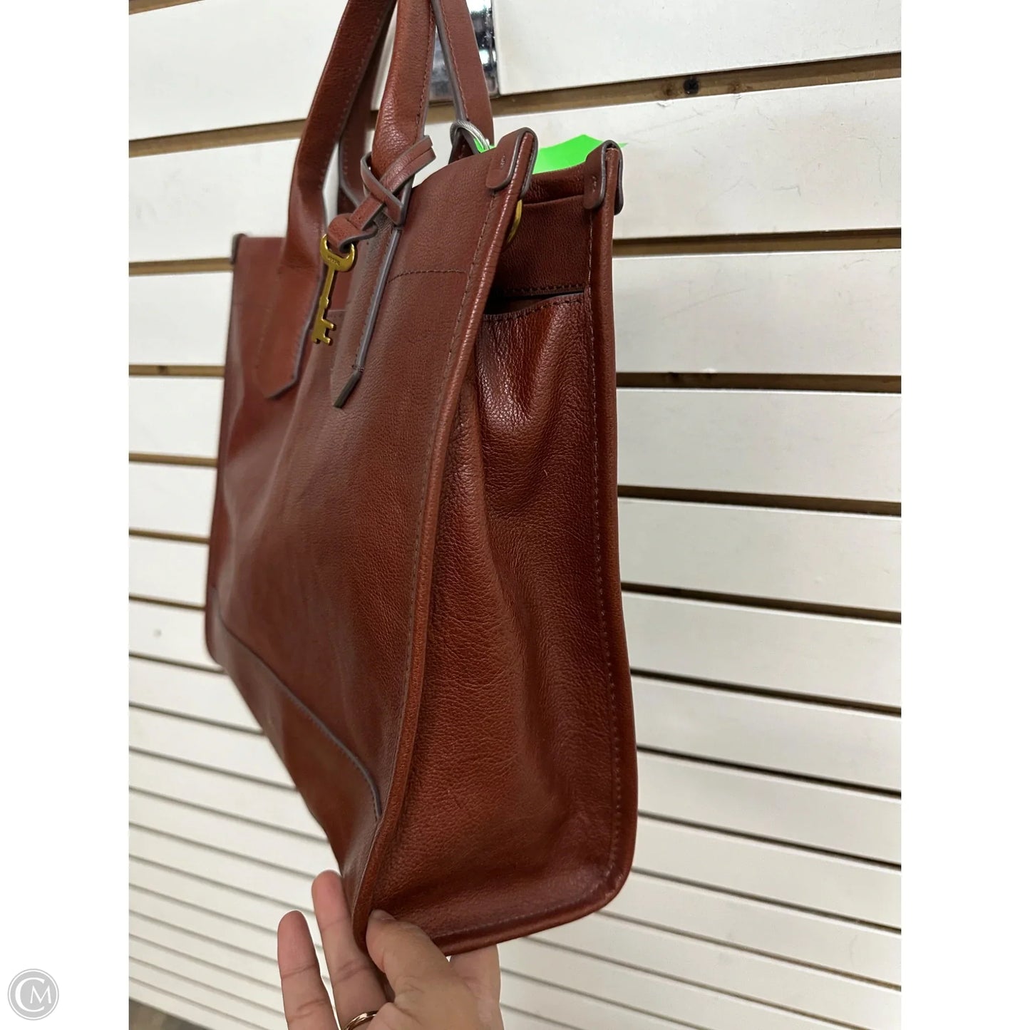 Handbag Leather By Fossil, Size: Large