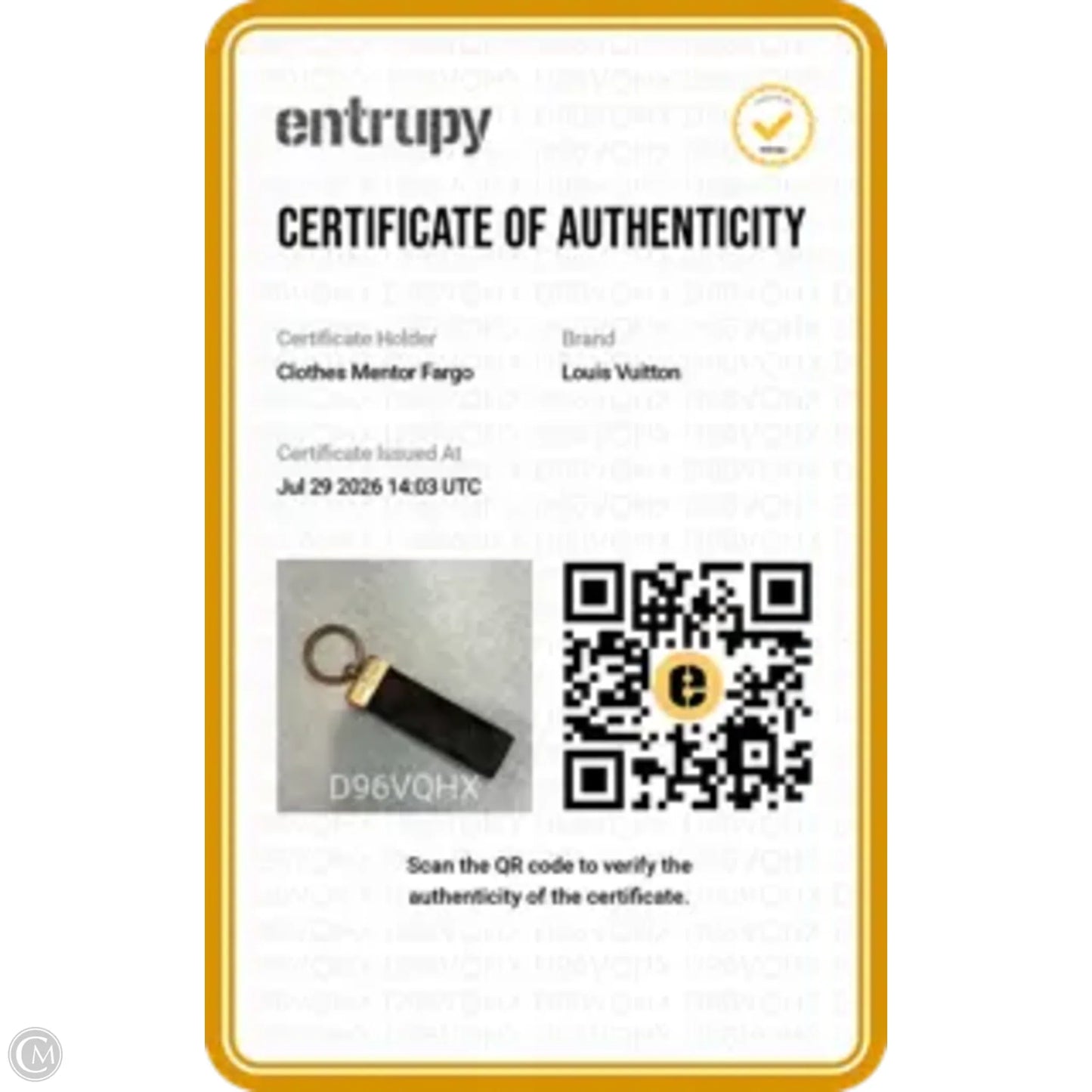Key Chain Luxury Designer By Louis Vuitton, Size: