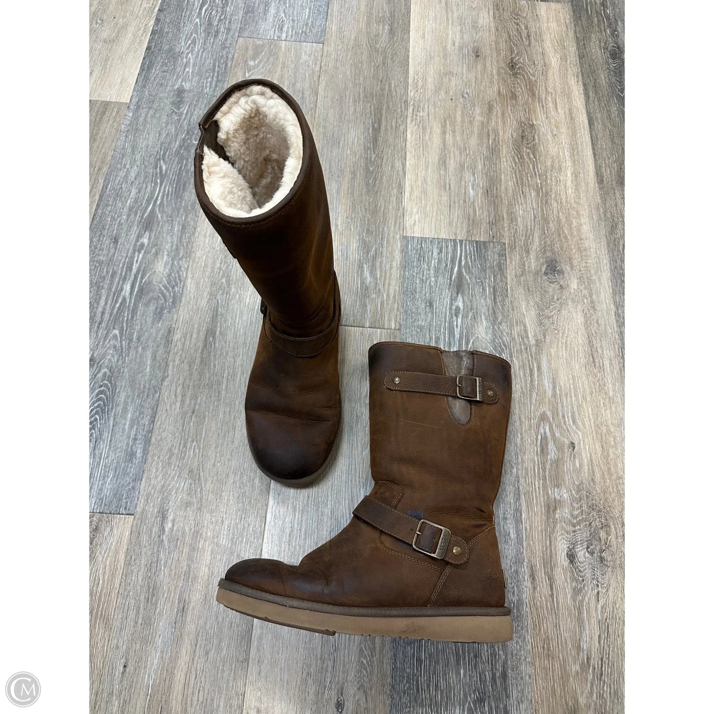 Boots Designer By Ugg In Brown, Size: 11