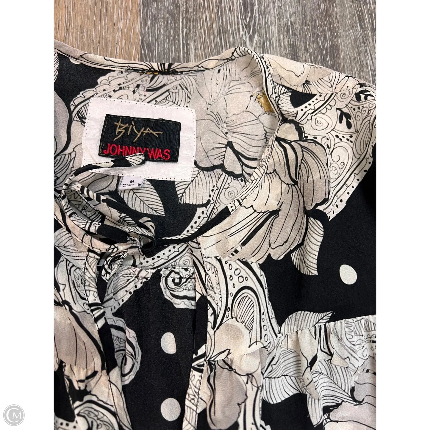 Blouse Long Sleeve By Johnny Was In Black, Size: M