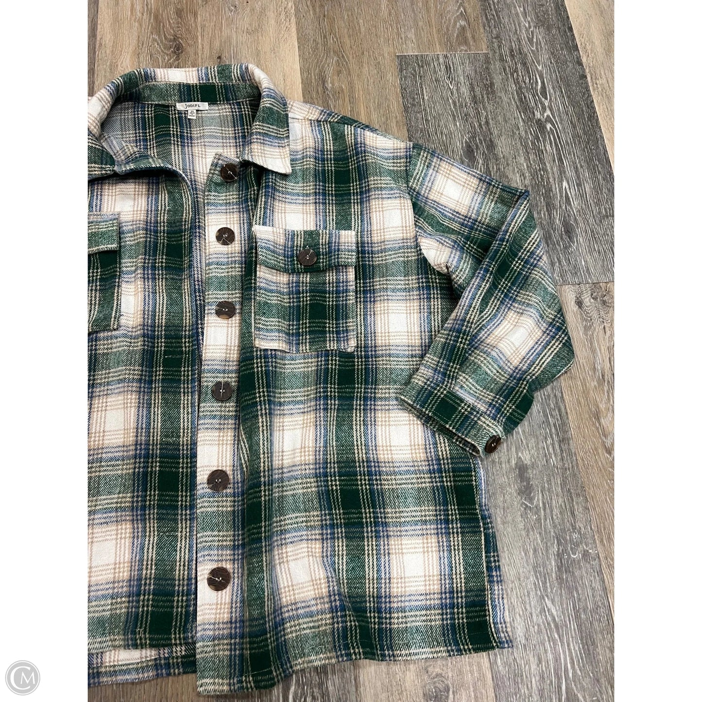 Jacket Shirt By Jodifl In Green, Size: 2x