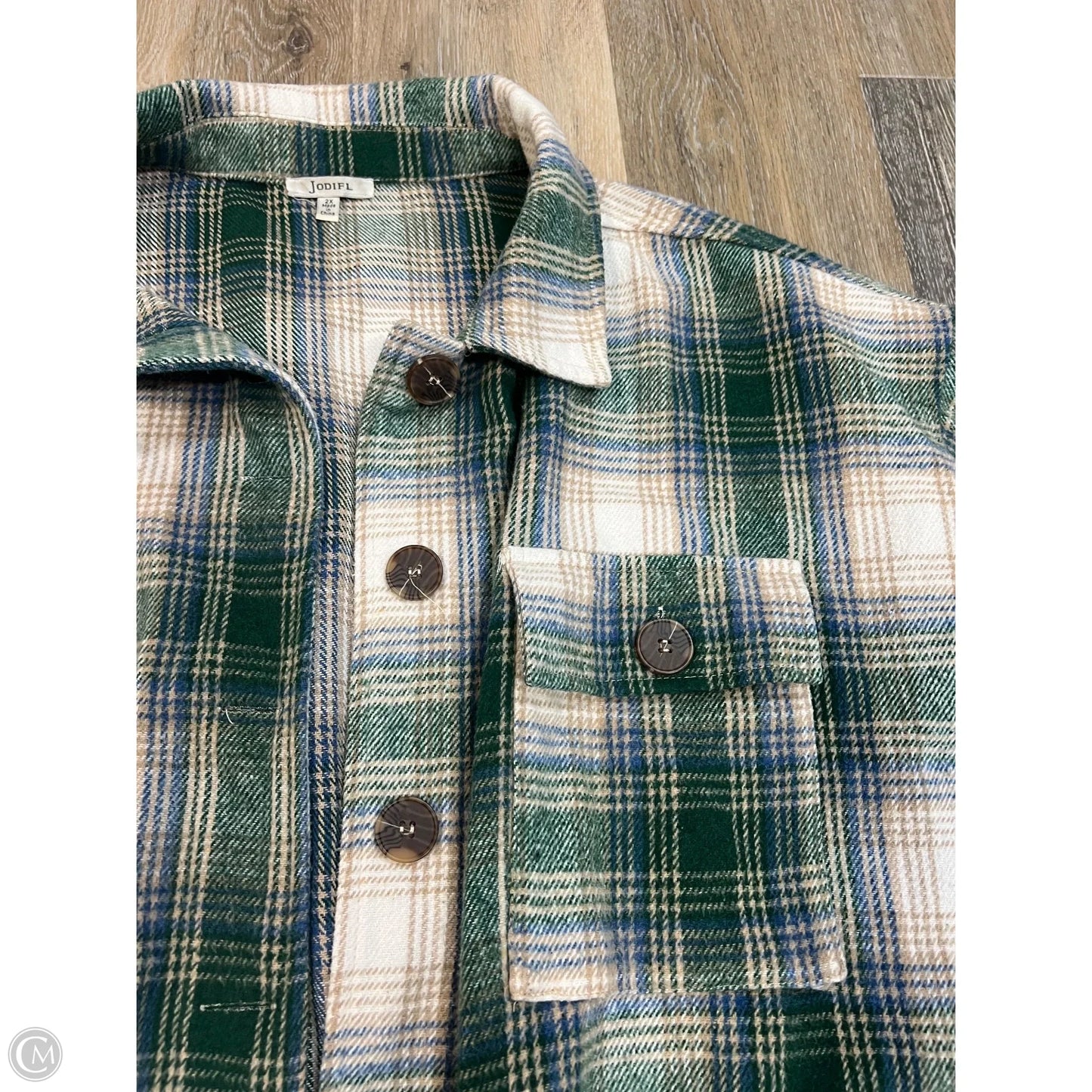 Jacket Shirt By Jodifl In Green, Size: 2x