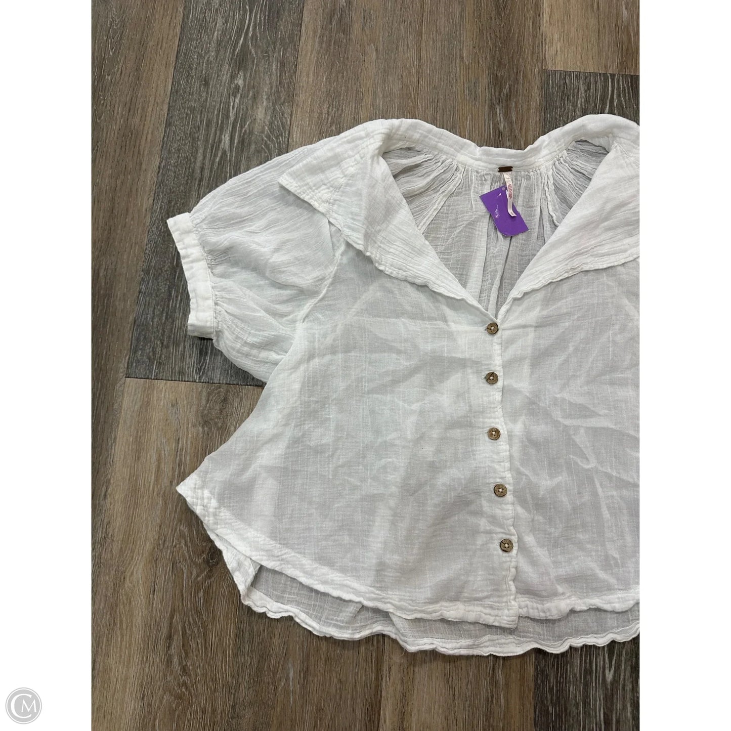 Blouse Short Sleeve By Free People In White, Size: S
